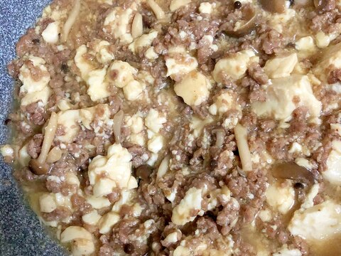 ひき肉としめじと豆腐の焼き肉のタレ煮